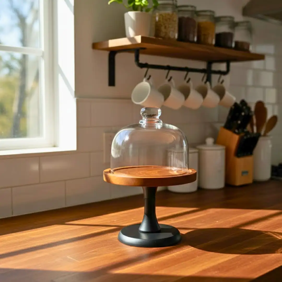 Cloche verre et bois
